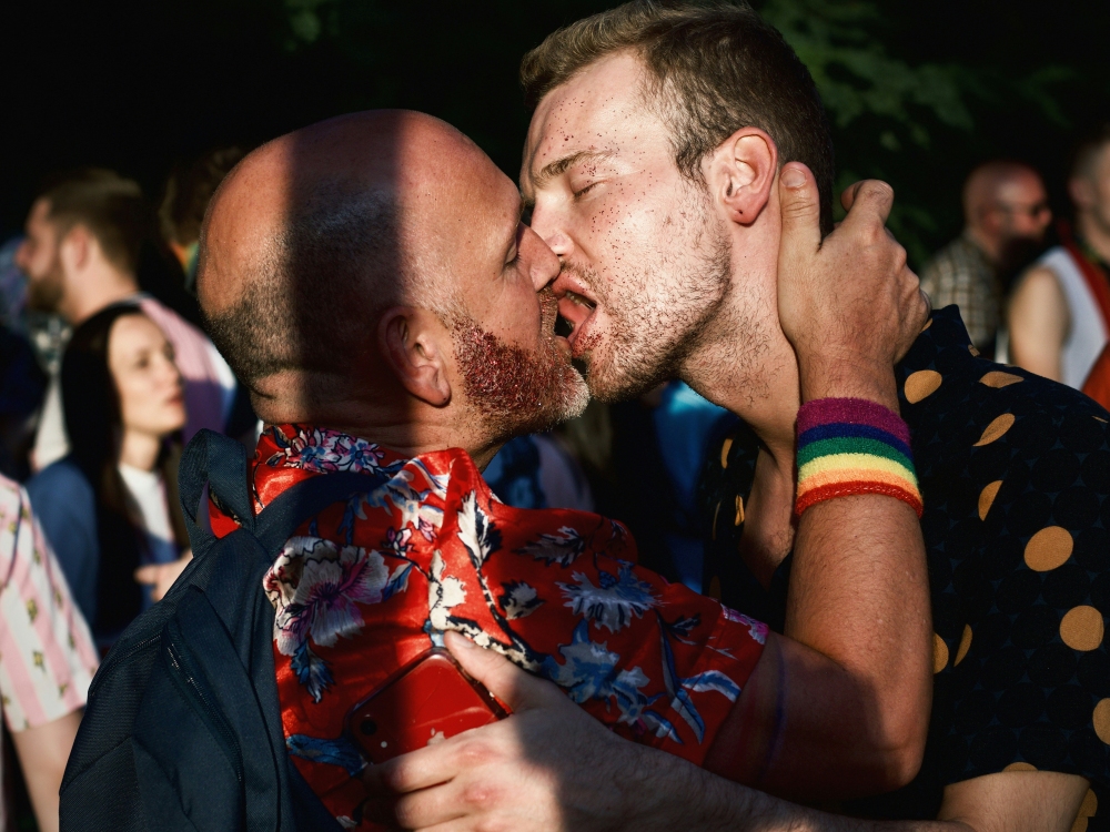 a man kiss with a man